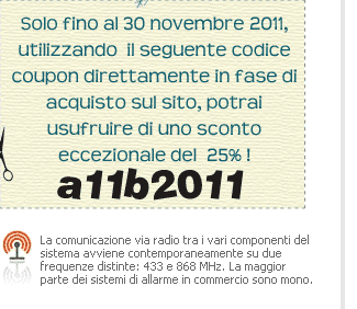 Sconto del 25% su tutti i prodotti solo fino al 30 novembre 2011!